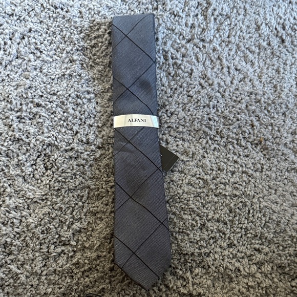 Alfani Charcoal Checkered Men's Tie - Picture 1 of 4
